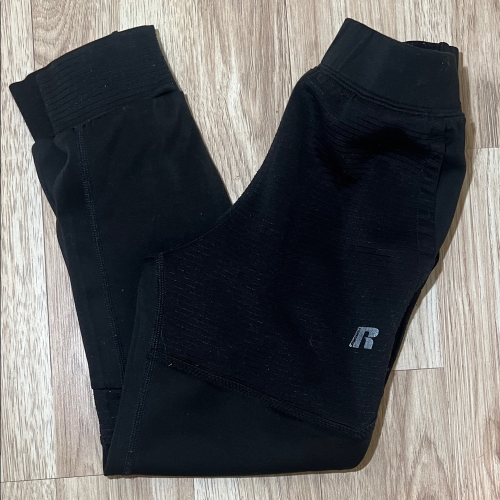 Russell Boys Size Small (6-7) Black Athletic Jogger Pants with Zipper Ankles